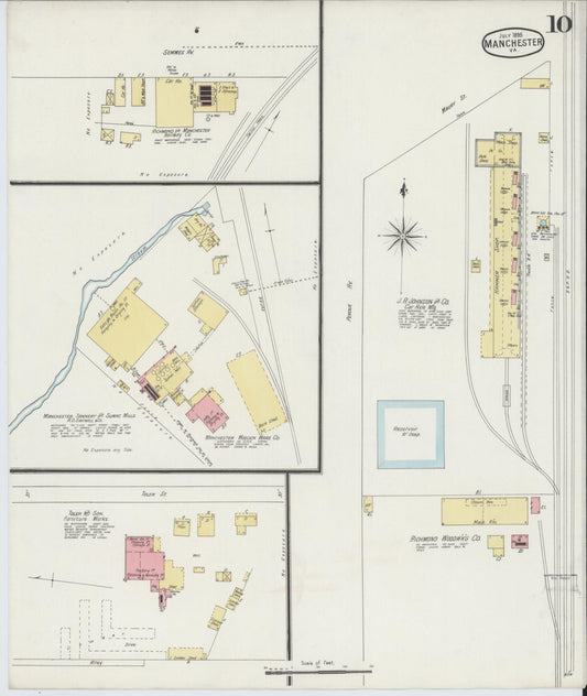 Sanborn Fire Insurance Map from Manchester, Chesterfield County, Virginia. (1895), Sheet 10 – Historic Sanborn Fire Insurance Map Print