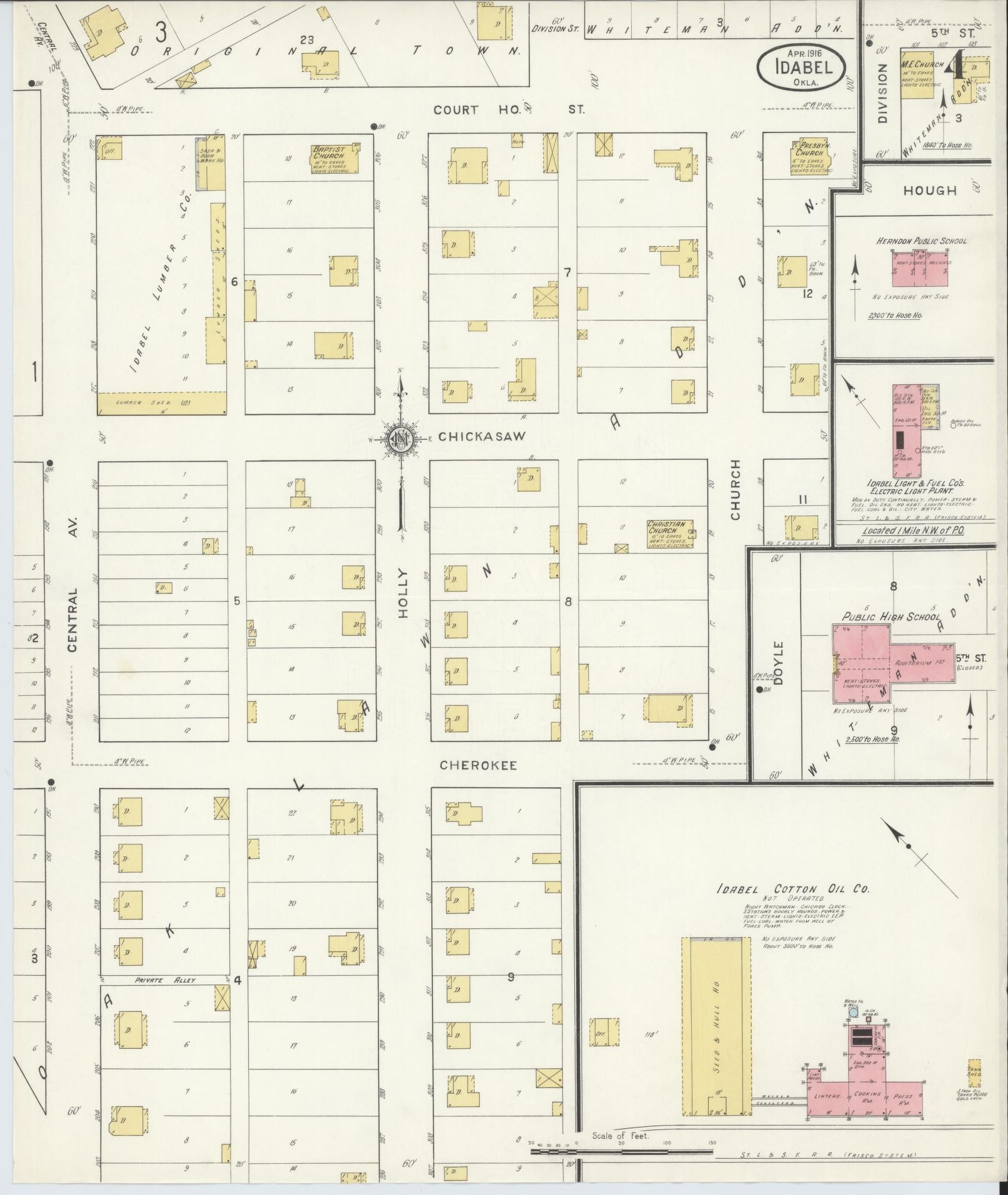 Sanborn Fire Insurance Map from Idabel, McCurtain County, Oklahoma (1916), Sheet #0004 - Historic Sanborn Fire Insurance Map Print, vintage old map wall art, antique decor, genealogy gift, Oklahoma Oklahoma map