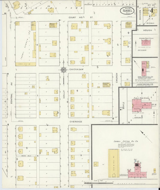 Sanborn Fire Insurance Map from Idabel, McCurtain County, Oklahoma (1916), Sheet #0004 - Historic Sanborn Fire Insurance Map Print, vintage old map wall art, antique decor, genealogy gift, Oklahoma Oklahoma map