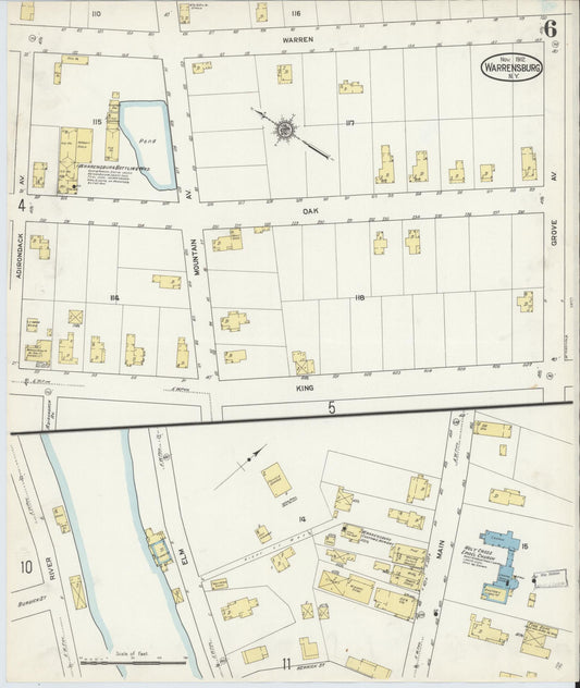 Sanborn Fire Insurance Map from Warrensburg, Warren County, New York (1912), Sheet #0006 - Historic Sanborn Fire Insurance Map Print, vintage old map wall art, antique decor, genealogy gift, New York New York map
