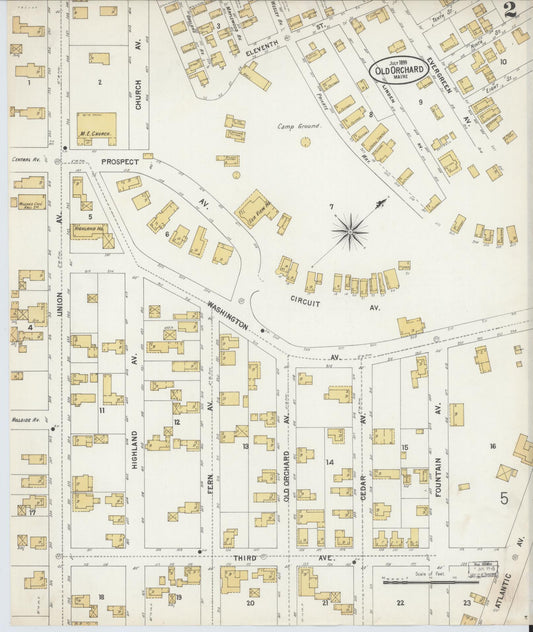 Sanborn Fire Insurance Map from Old Orchard, York County, Maine (1899), Sheet #0002 - Historic Sanborn Fire Insurance Map Print, vintage old map wall art, antique decor, genealogy gift, Maine Maine map