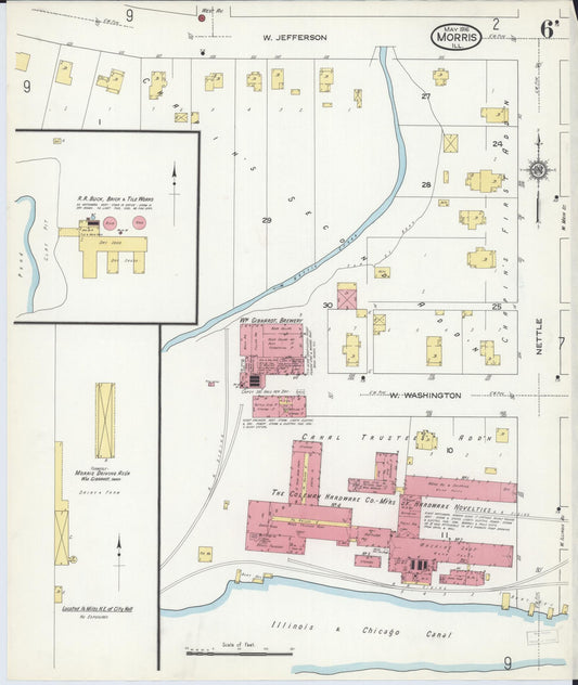 Sanborn Fire Insurance Map from Morris, Grundy County, Illinois (1916), Sheet #0006 - Historic Sanborn Fire Insurance Map Print, vintage old map wall art, antique decor, genealogy gift, Illinois Illinois map