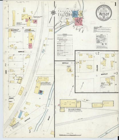 Sanborn Fire Insurance Map from Butler, Richland County, Ohio (1912), Sheet #0001 - Complete Map Set gallery image, historic Sanborn map, vintage wall art, Ohio Ohio