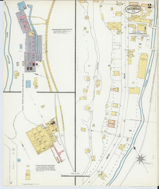 Sanborn Fire Insurance Map from Deadwood, Lawrence County, South Dakota (1903), Sheet #0002 - Historic Sanborn Fire Insurance Map Print, vintage old map wall art, antique decor, genealogy gift, South Dakota South Dakota map