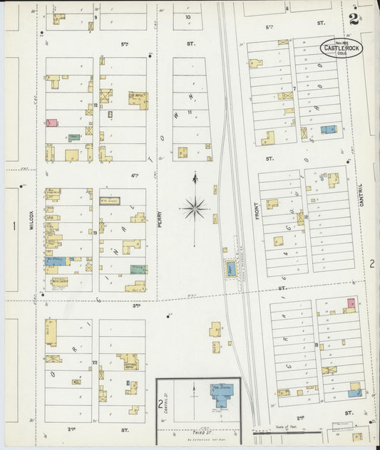 Sanborn Fire Insurance Map from Castle Rock, Douglas County, Colorado (1902), Sheet #0002 - Historic Sanborn Fire Insurance Map Print, vintage old map wall art, antique decor, genealogy gift, Colorado Colorado map