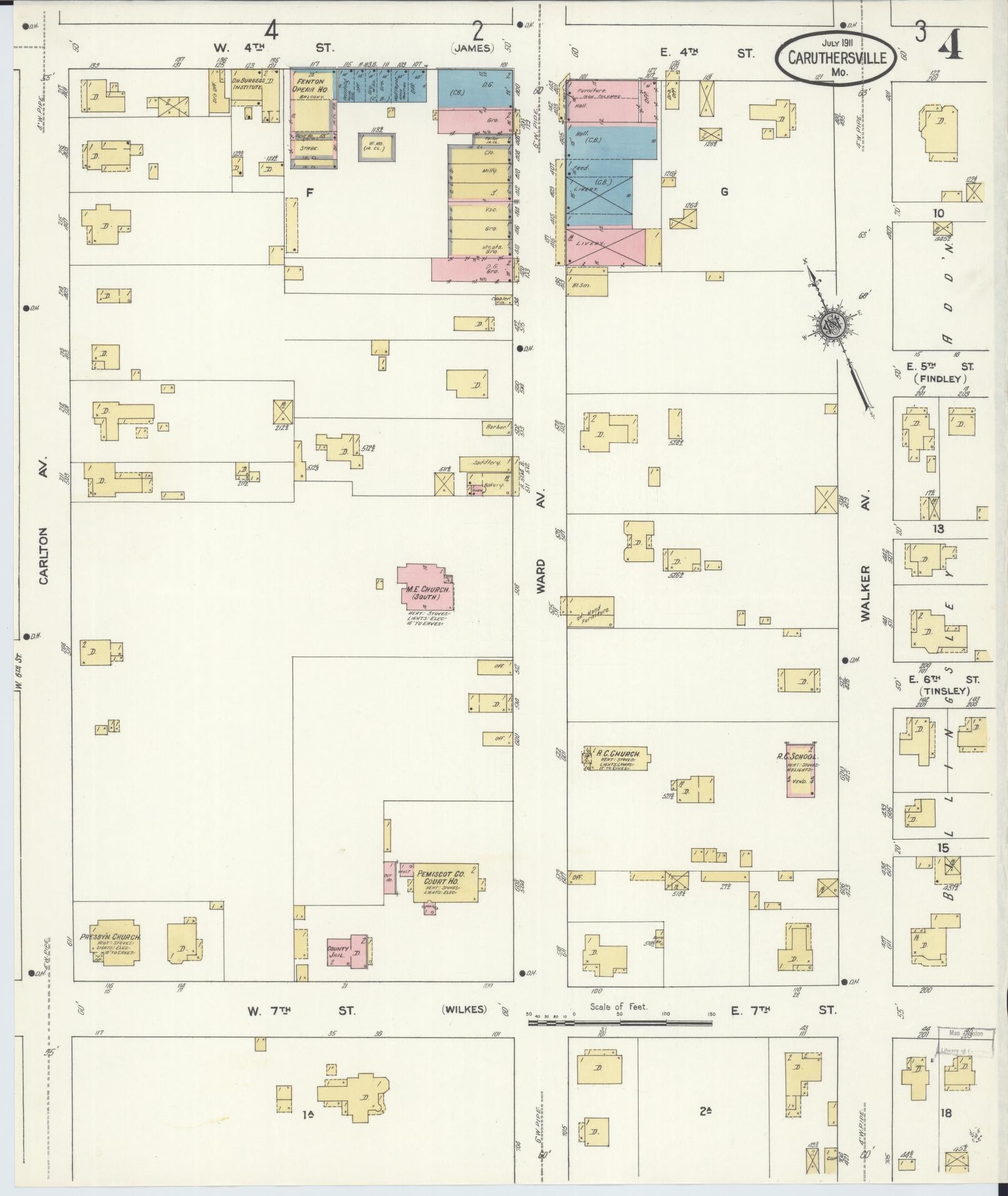 Sanborn Fire Insurance Map from Caruthersville, Pemiscot County, Missouri (1911), Sheet #0004 - Complete Map Set gallery image, historic Sanborn map, vintage wall art, Missouri Missouri