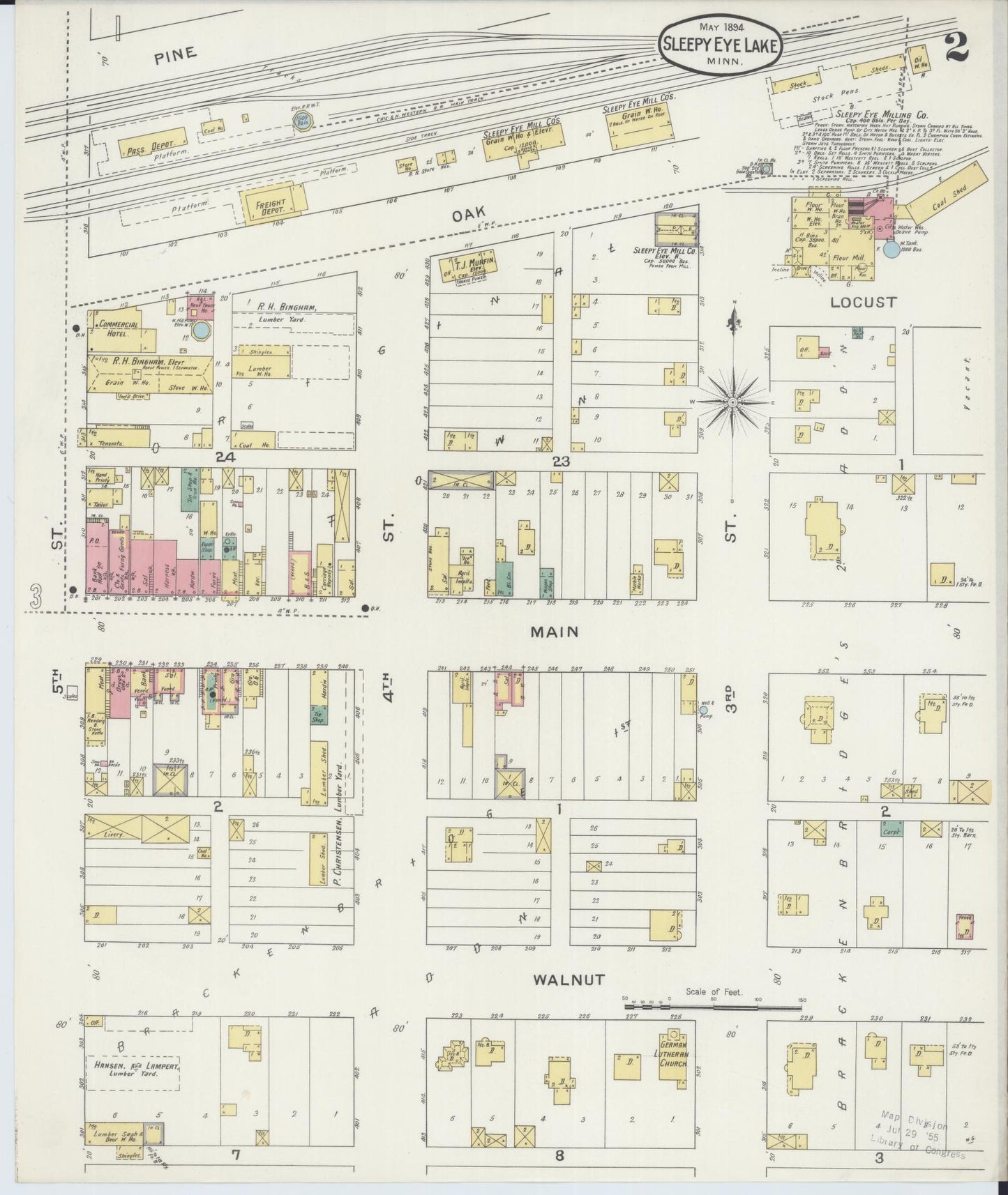 Sanborn Fire Insurance Map from Sleepy Eye, Brown County, Minnesota (1894), Sheet #0002 - Complete Map Set gallery image, historic Sanborn map, vintage wall art, Minnesota Minnesota