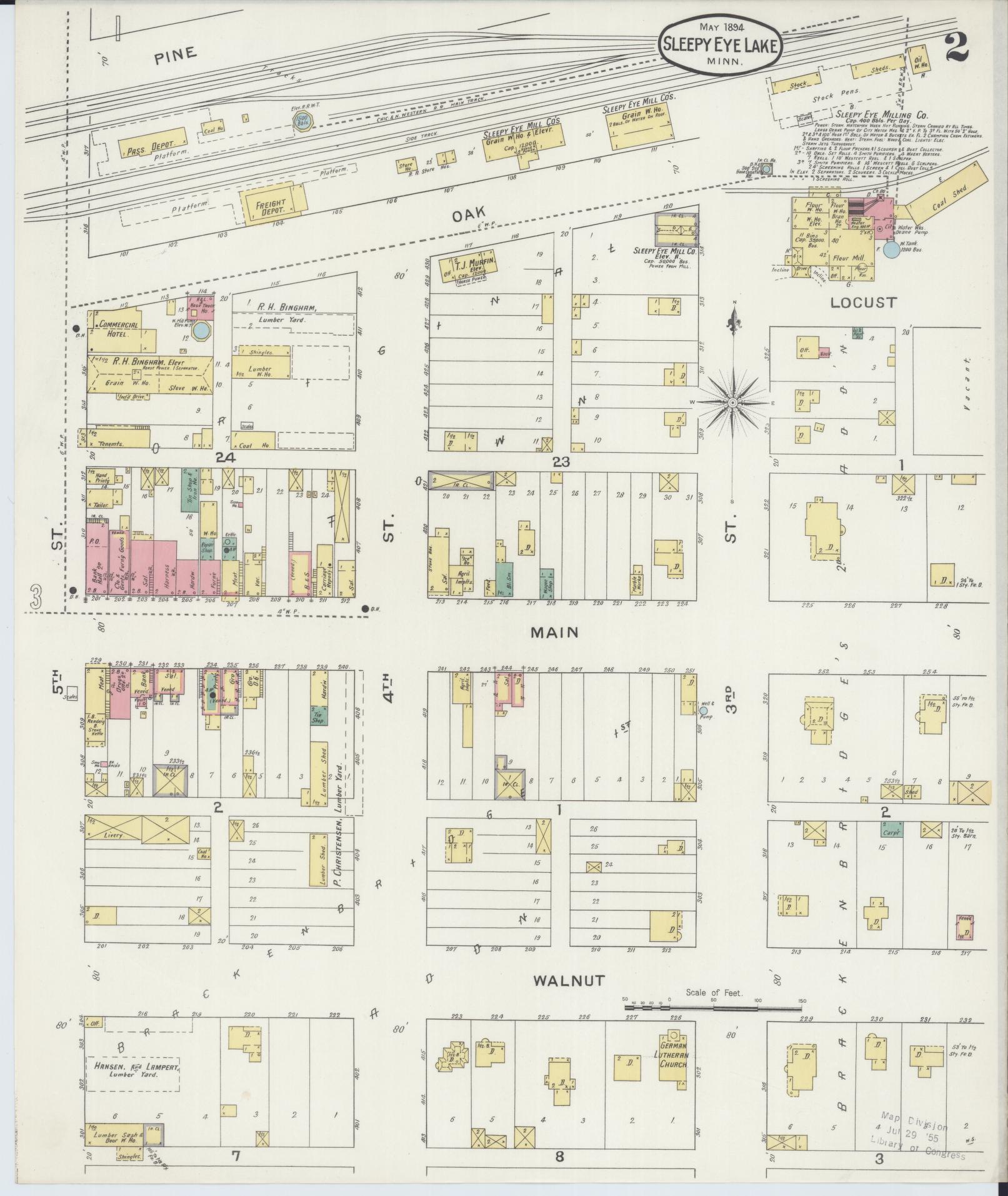 Sanborn Fire Insurance Map from Sleepy Eye, Brown County, Minnesota (1894), Sheet #0002 - Complete Map Set gallery image, historic Sanborn map, vintage wall art, Minnesota Minnesota