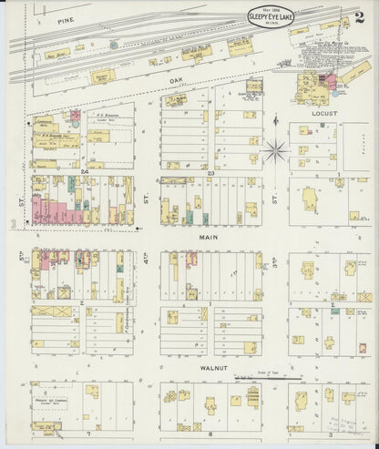 Sanborn Fire Insurance Map from Sleepy Eye, Brown County, Minnesota (1894), Sheet #0002 - Complete Map Set gallery image, historic Sanborn map, vintage wall art, Minnesota Minnesota