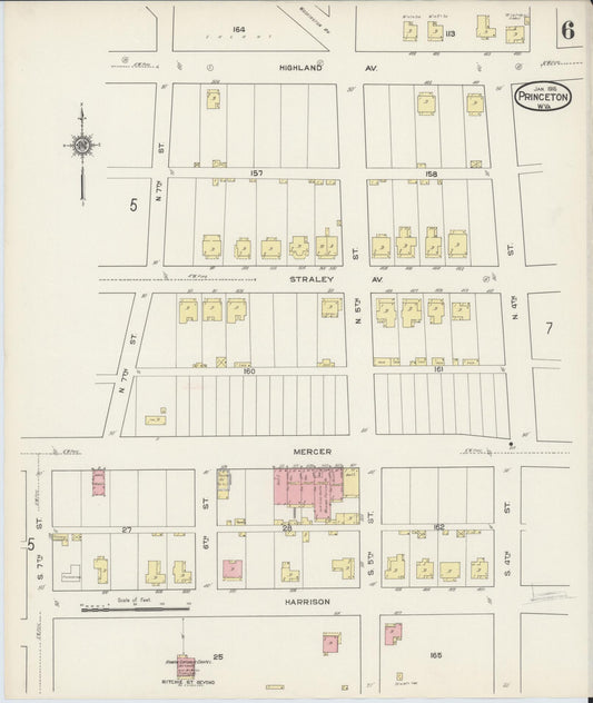 Sanborn Fire Insurance Map from Princeton, Mercer County, West Virginia (1915), Sheet #0006 - Historic Sanborn Fire Insurance Map Print, vintage old map wall art, antique decor, genealogy gift, West Virginia West Virginia map
