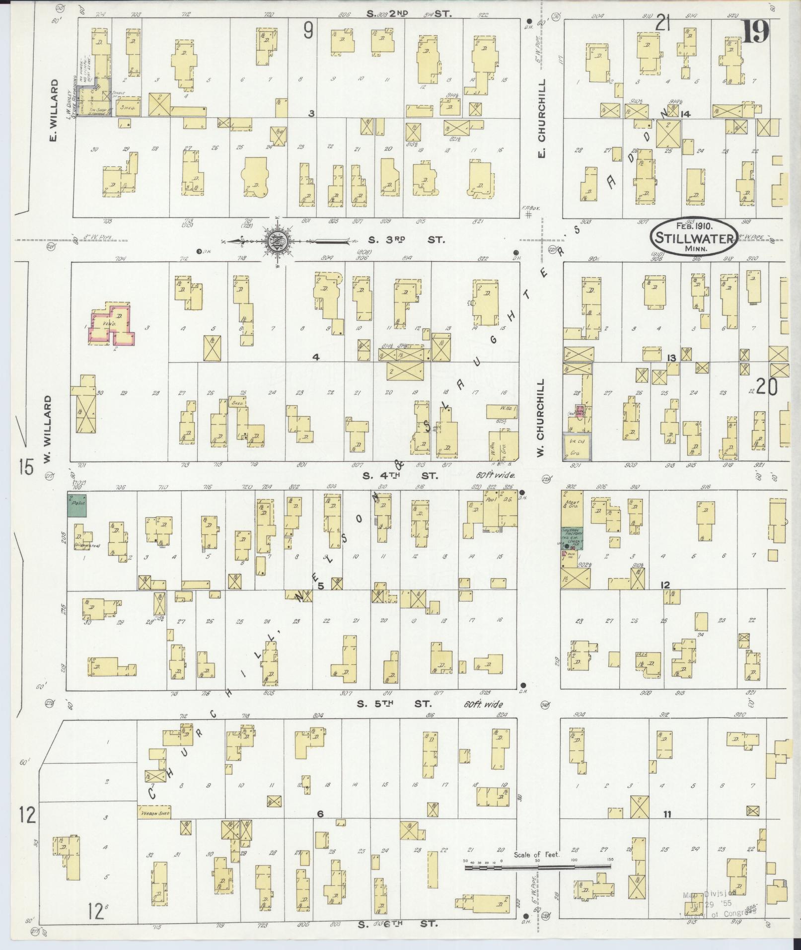 Sanborn Fire Insurance Map from Stillwater, Washington County, Minnesota (1910), Sheet #0019 - Historic Sanborn Fire Insurance Map Print, vintage old map wall art, antique decor, genealogy gift, Minnesota Minnesota map