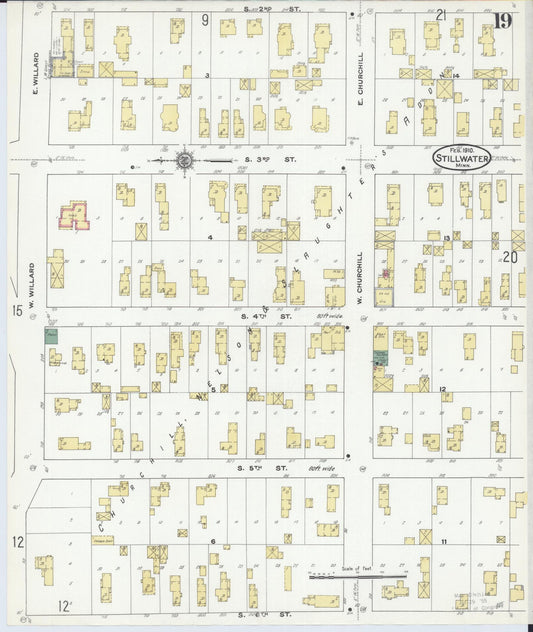 Sanborn Fire Insurance Map from Stillwater, Washington County, Minnesota (1910), Sheet #0019 - Historic Sanborn Fire Insurance Map Print, vintage old map wall art, antique decor, genealogy gift, Minnesota Minnesota map