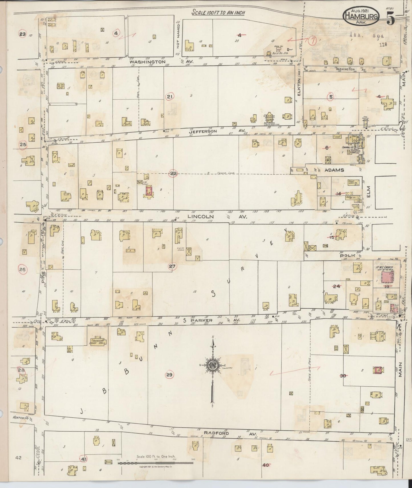 Sanborn Fire Insurance Map from Hamburg, Ashley County, Arkansas (1938), Sheet #0005 - Complete Map Set gallery image, historic Sanborn map, vintage wall art, Arkansas Arkansas