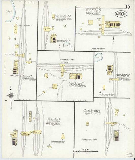 Sanborn Fire Insurance Map from Linton, Greene County, Indiana (1910), Sheet #0015 - Historic Sanborn Fire Insurance Map Print, vintage old map wall art, antique decor, genealogy gift, Indiana Indiana map