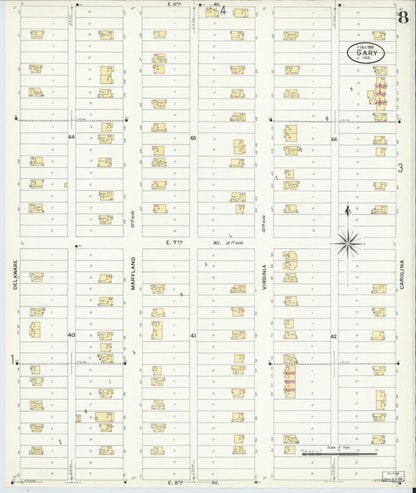 Sanborn Fire Insurance Map from Gary, Lake County, Indiana (1908), Sheet #0008 - Historic Sanborn Fire Insurance Map Print, vintage old map wall art, antique decor, genealogy gift, Indiana Indiana map
