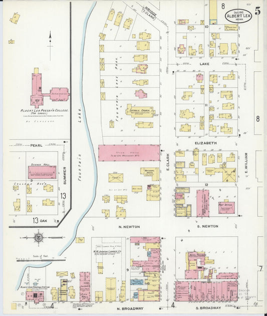 Sanborn Fire Insurance Map from Albert Lea, Freeborn County, Minnesota (1910), Sheet #0005 - Historic Sanborn Fire Insurance Map Print, vintage old map wall art, antique decor, genealogy gift, Minnesota Minnesota map