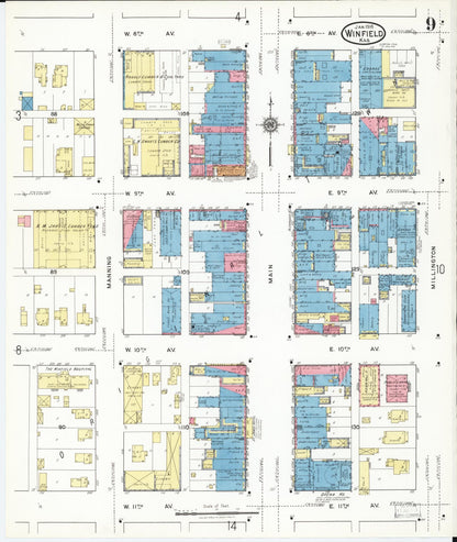 Sanborn Fire Insurance Map from Winfield, Cowley County, Kansas (1918), Sheet #0009 - Complete Map Set gallery image, historic Sanborn map, vintage wall art, Kansas Kansas