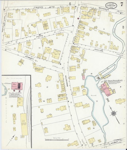 Sanborn Fire Insurance Map from Canton, Norfolk County, Massachusetts (1911), Sheet #0007 - Complete Map Set gallery image, historic Sanborn map, vintage wall art, Massachusetts Massachusetts