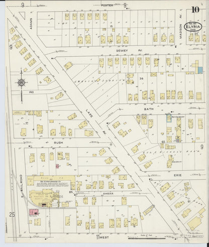 Sanborn Fire Insurance Map from Elyria, Lorain County, Ohio (1915), Sheet #0010 - Complete Map Set gallery image, historic Sanborn map, vintage wall art, Ohio Ohio