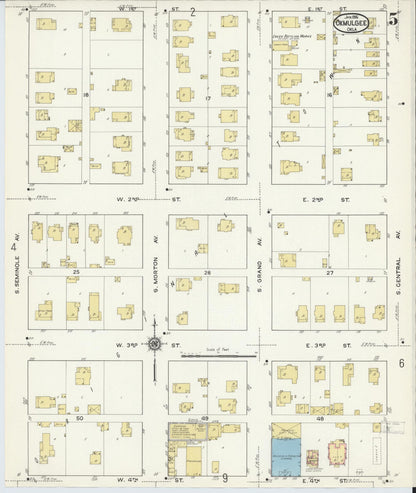 Sanborn Fire Insurance Map from Okmulgee, Okmulgee County, Oklahoma (1916), Sheet #0005 - Complete Map Set gallery image, historic Sanborn map, vintage wall art, Oklahoma Oklahoma