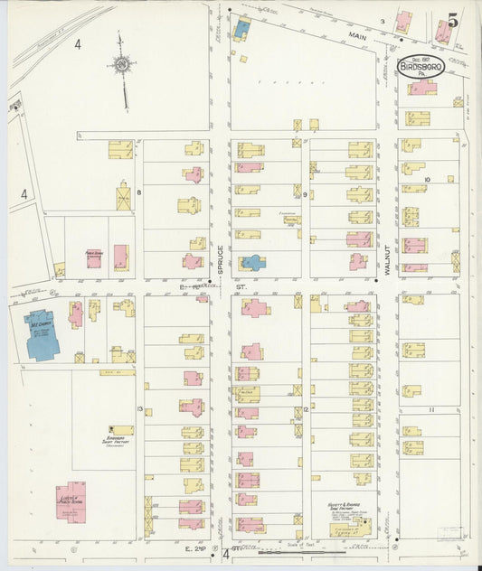 Sanborn Fire Insurance Map from Birdsboro, Berks County, Pennsylvania (1912), Sheet #0005 - Historic Sanborn Fire Insurance Map Print, vintage old map wall art, antique decor, genealogy gift, Pennsylvania Pennsylvania map