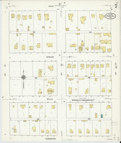 Sanborn Fire Insurance Map from Purcell, McClain County, Oklahoma (1909), Sheet #0007 - Complete Map Set gallery image, historic Sanborn map, vintage wall art, Oklahoma Oklahoma