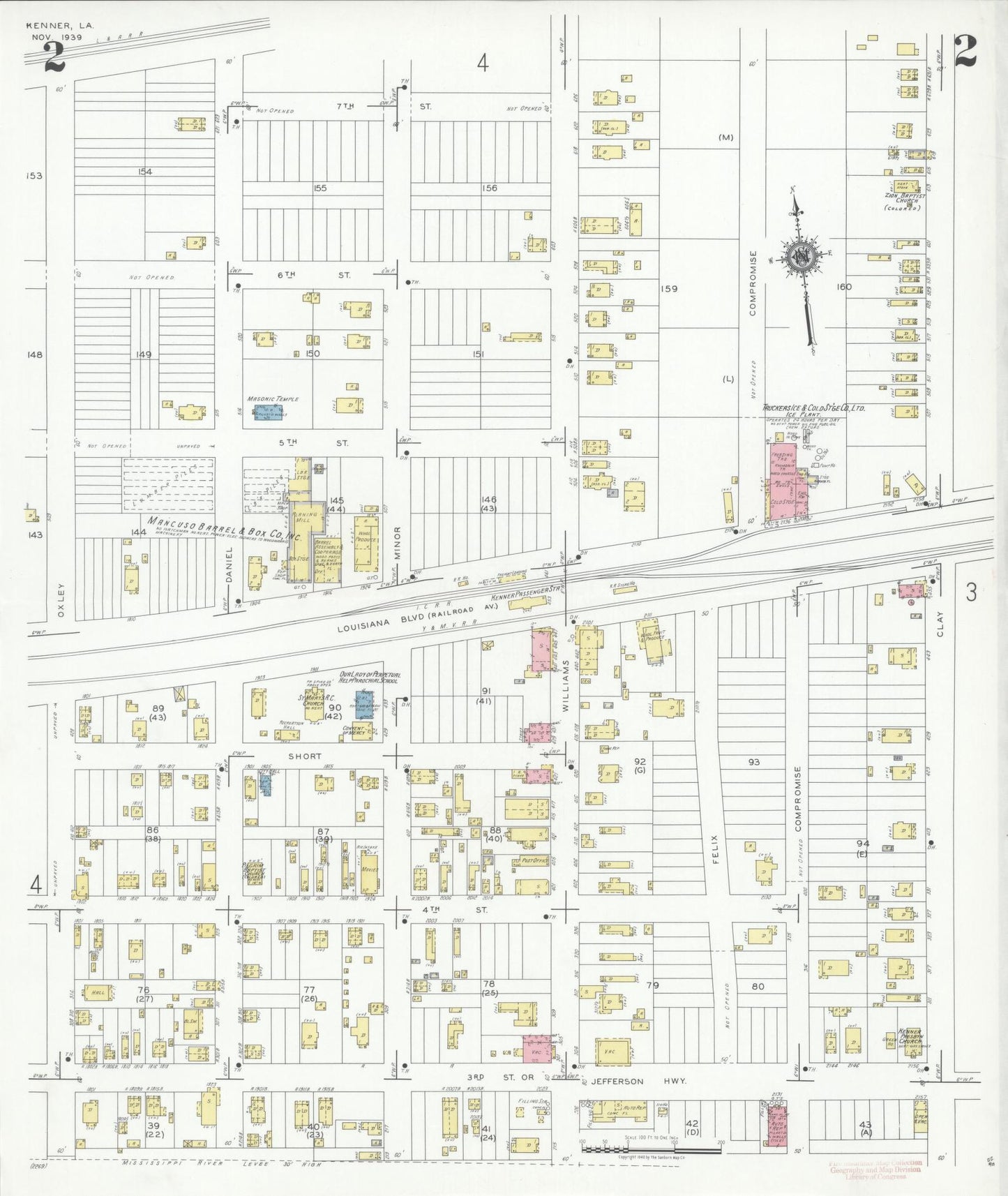 Sanborn Fire Insurance Map from Kenner, Jefferson Parish, Louisiana (1939), Sheet #0002 - Complete Map Set gallery image, historic Sanborn map, vintage wall art, Louisiana Louisiana