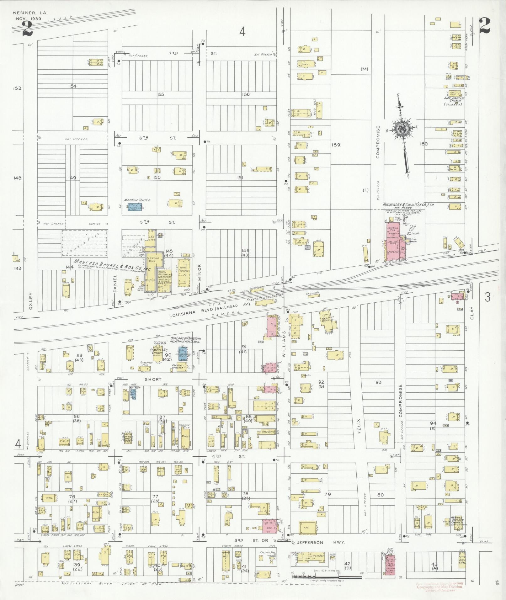 Sanborn Fire Insurance Map from Kenner, Jefferson Parish, Louisiana (1939), Sheet #0002 - Complete Map Set gallery image, historic Sanborn map, vintage wall art, Louisiana Louisiana