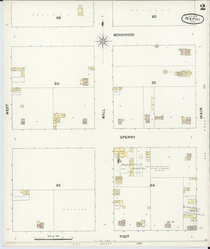 Sanborn Fire Insurance Map from Nephi, Juab County, Utah (1890), Sheet #0002 - Complete Map Set gallery image, historic Sanborn map, vintage wall art, Utah Utah
