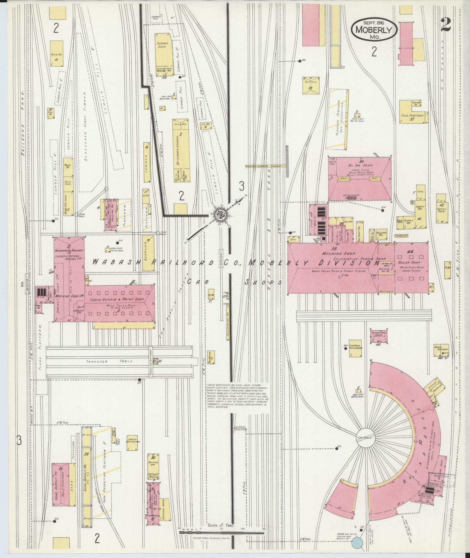 Sanborn Fire Insurance Map from Moberly, Randolph County, Missouri (1916), Sheet #0002 - Complete Map Set gallery image, historic Sanborn map, vintage wall art, Missouri Missouri