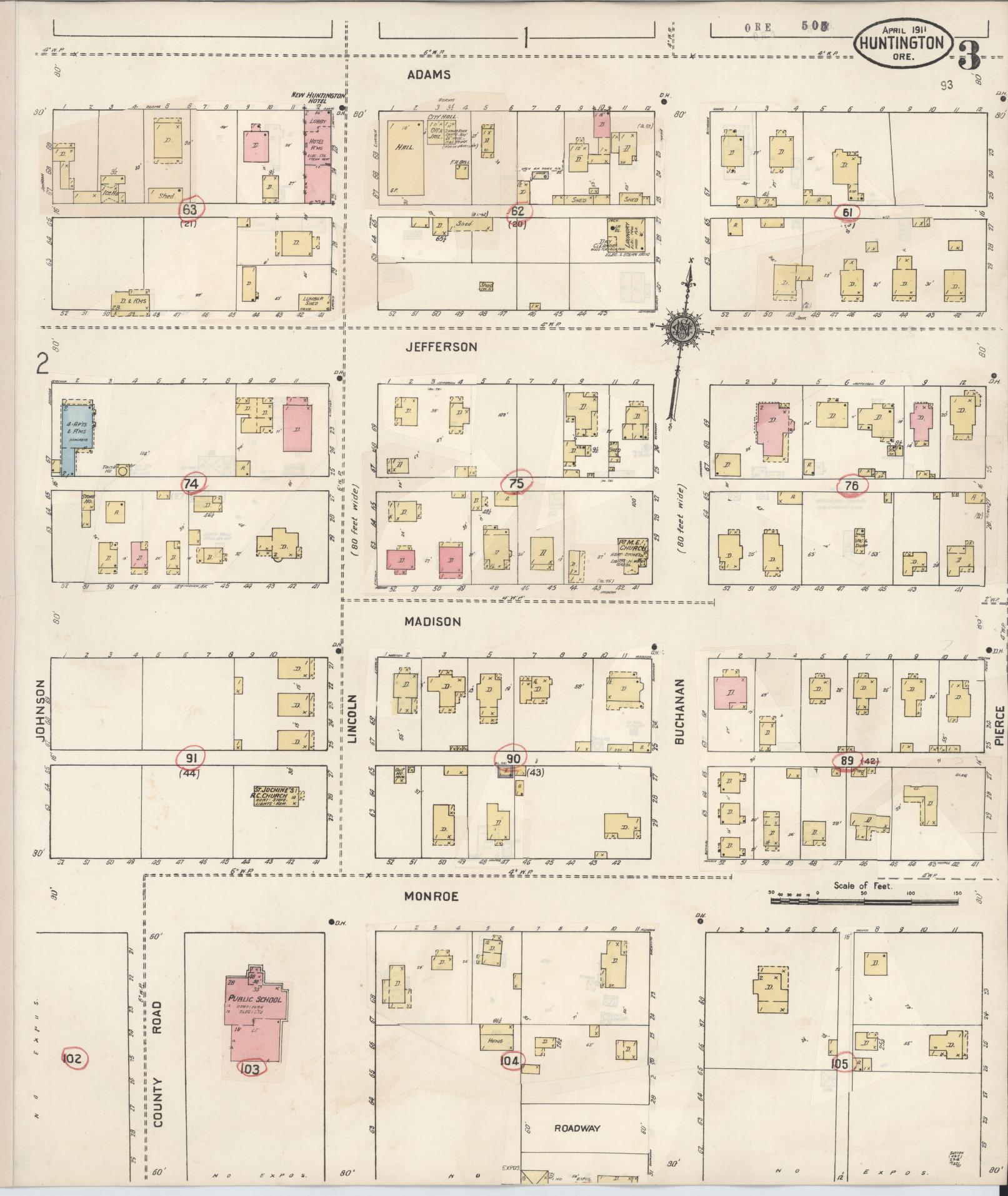Sanborn Fire Insurance Map from Huntington, Baker County, Oregon (1930), Sheet #0003 - Complete Map Set gallery image, historic Sanborn map, vintage wall art, Oregon Oregon