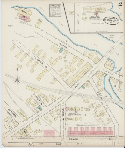 Sanborn Fire Insurance Map from Biddeford, York County, Maine (1885), Sheet #0002 - Complete Map Set gallery image, historic Sanborn map, vintage wall art, Maine Maine