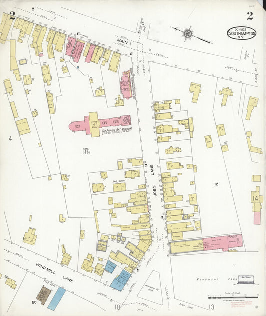 Sanborn Fire Insurance Map from Southampton, Suffolk County, New York (1926), Sheet #0002 - Historic Sanborn Fire Insurance Map Print, vintage old map wall art, antique decor, genealogy gift, New York New York map