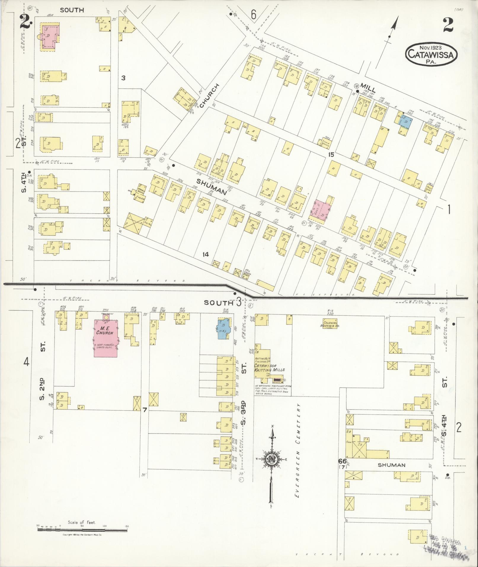 Sanborn Fire Insurance Map from Catawissa, Columbia County, Pennsylvania (1923), Sheet #0002 - Historic Sanborn Fire Insurance Map Print, vintage old map wall art, antique decor, genealogy gift, Pennsylvania Pennsylvania map