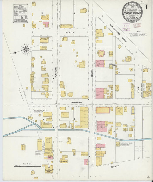 Sanborn Fire Insurance Map from Cumberland Gap, Claiborne County, Tennessee (1906), Sheet #0001 - Complete Map Set gallery image, historic Sanborn map, vintage wall art, Tennessee Tennessee