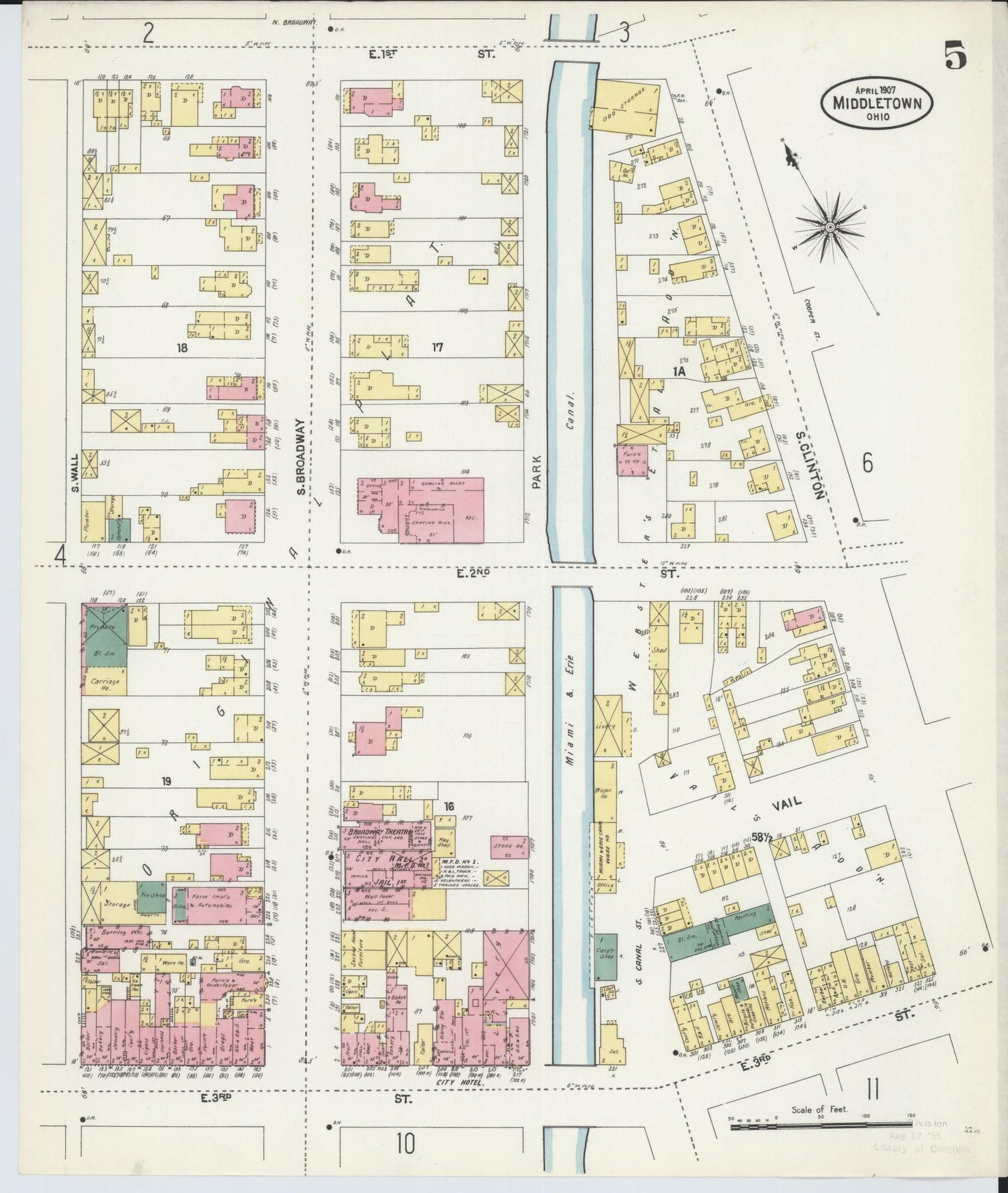 Sanborn Fire Insurance Map from Middletown, Butler County, Ohio (1907), Sheet #0005 - Complete Map Set gallery image, historic Sanborn map, vintage wall art, Ohio Ohio