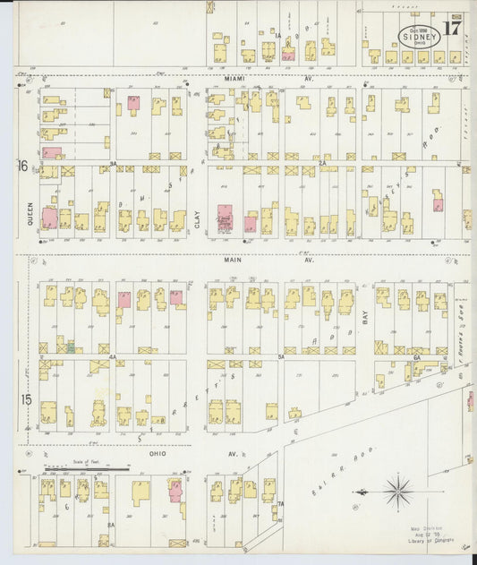 Sanborn Fire Insurance Map from Sidney, Shelby County, Ohio (1898), Sheet #0017 - Historic Sanborn Fire Insurance Map Print, vintage old map wall art, antique decor, genealogy gift, Ohio Ohio map