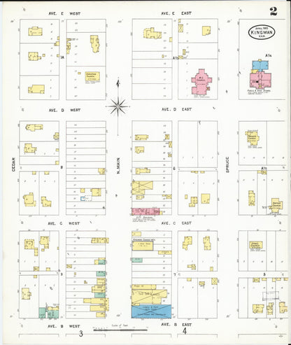 Sanborn Fire Insurance Map from Kingman, Kingman County, Kansas (1905), Sheet #0002 - Complete Map Set gallery image, historic Sanborn map, vintage wall art, Kansas Kansas