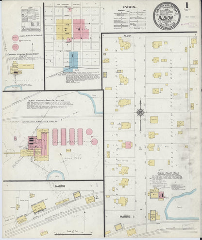 Sanborn Fire Insurance Map from Albion, Edwards County, Illinois (1910), Sheet #0001 - Complete Map Set gallery image, historic Sanborn map, vintage wall art, Illinois Illinois