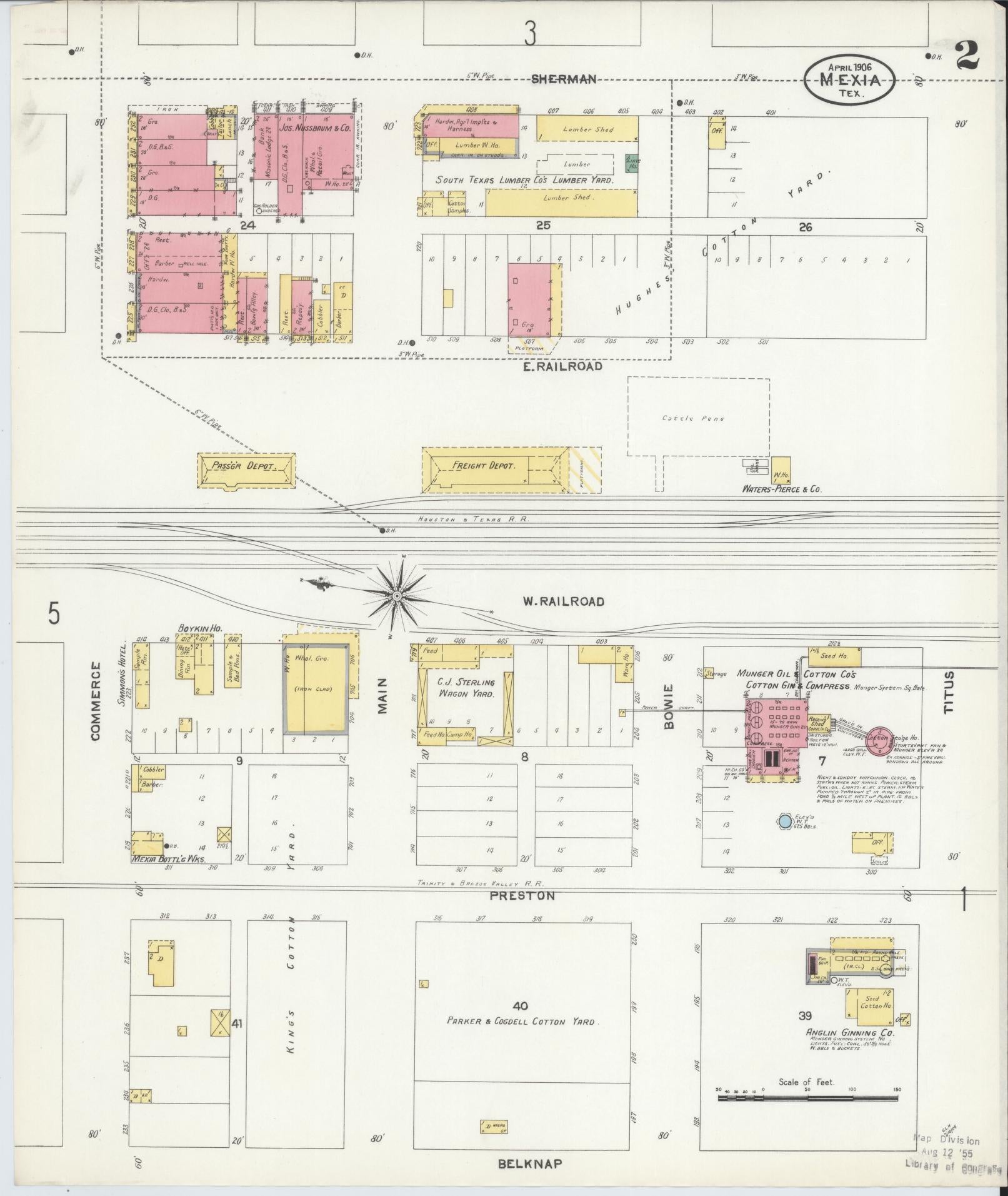 Sanborn Fire Insurance Map from Mexia, Limestone County, Texas (1906), Sheet #0002 - Complete Map Set gallery image, historic Sanborn map, vintage wall art, Texas Texas