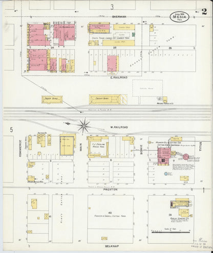 Sanborn Fire Insurance Map from Mexia, Limestone County, Texas (1906), Sheet #0002 - Complete Map Set gallery image, historic Sanborn map, vintage wall art, Texas Texas