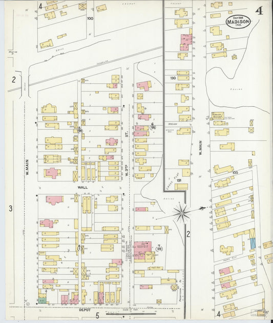 Sanborn Fire Insurance Map from Madison, Jefferson County, Indiana (1904), Sheet #0004 - Historic Sanborn Fire Insurance Map Print, vintage old map wall art, antique decor, genealogy gift, Indiana Indiana map