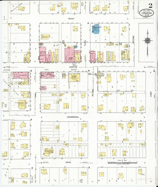 Sanborn Fire Insurance Map from Union, Hardin County, Iowa (1921), Sheet #0002 - Historic Sanborn Fire Insurance Map Print, vintage old map wall art