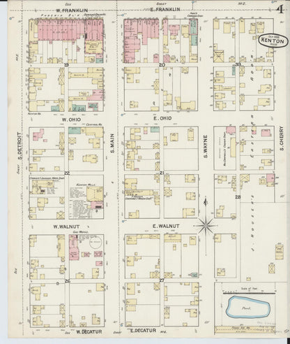 Sanborn Fire Insurance Map from Kenton, Hardin County, Ohio (1888), Sheet #0004 - Historic Sanborn Fire Insurance Map Print, vintage old map wall art, antique decor, genealogy gift, Ohio Ohio map