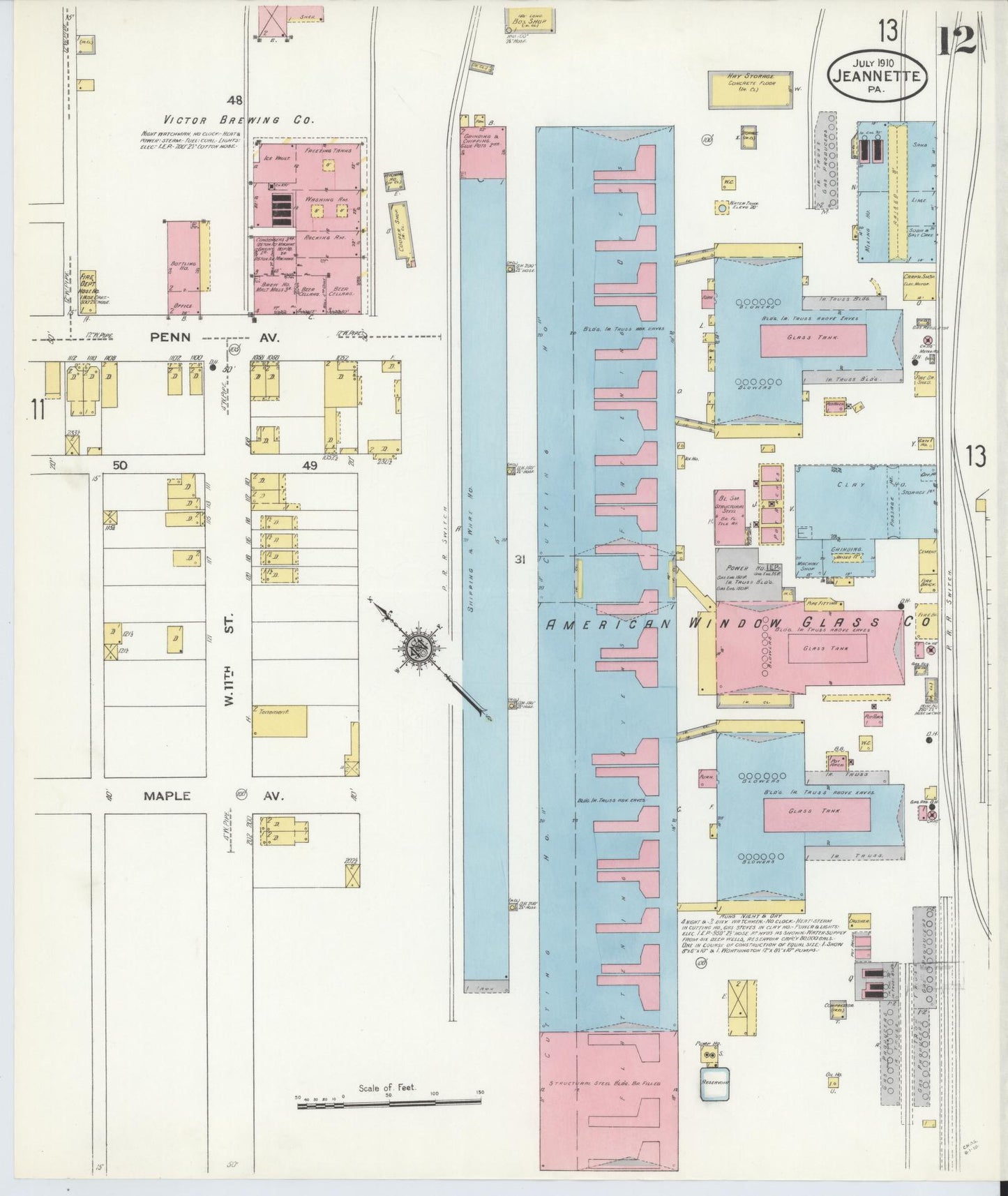 Sanborn Fire Insurance Map from Jeannette, Westmoreland County, Pennsylvania (1910), Sheet #0012 - Complete Map Set gallery image, historic Sanborn map, vintage wall art, Pennsylvania Pennsylvania