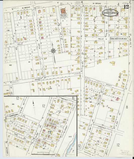 Sanborn Fire Insurance Map from Cuyahoga Falls, Summit County, Ohio (1916), Sheet #0012 - Historic Sanborn Fire Insurance Map Print, vintage old map wall art, antique decor, genealogy gift, Ohio Ohio map