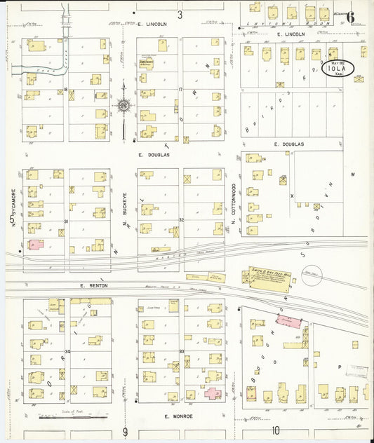 Sanborn Fire Insurance Map from Iola, Allen County, Kansas (1912), Sheet #0006 - Historic Sanborn Fire Insurance Map Print, vintage old map wall art, antique decor, genealogy gift, Kansas Kansas map