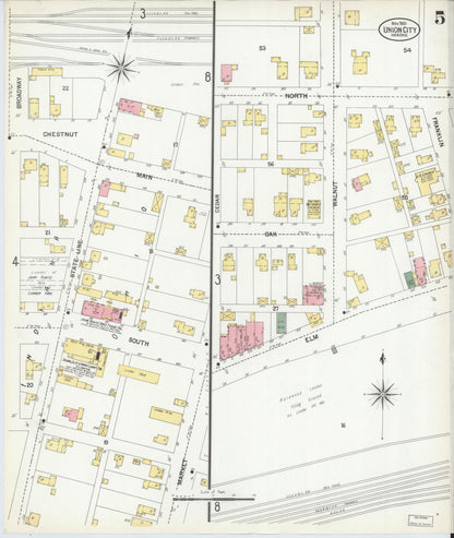 Sanborn Fire Insurance Map from Union City, Randolph County, Indiana (1901), Sheet #0005 - Historic Sanborn Fire Insurance Map Print, vintage old map wall art, antique decor, genealogy gift, Indiana Indiana map