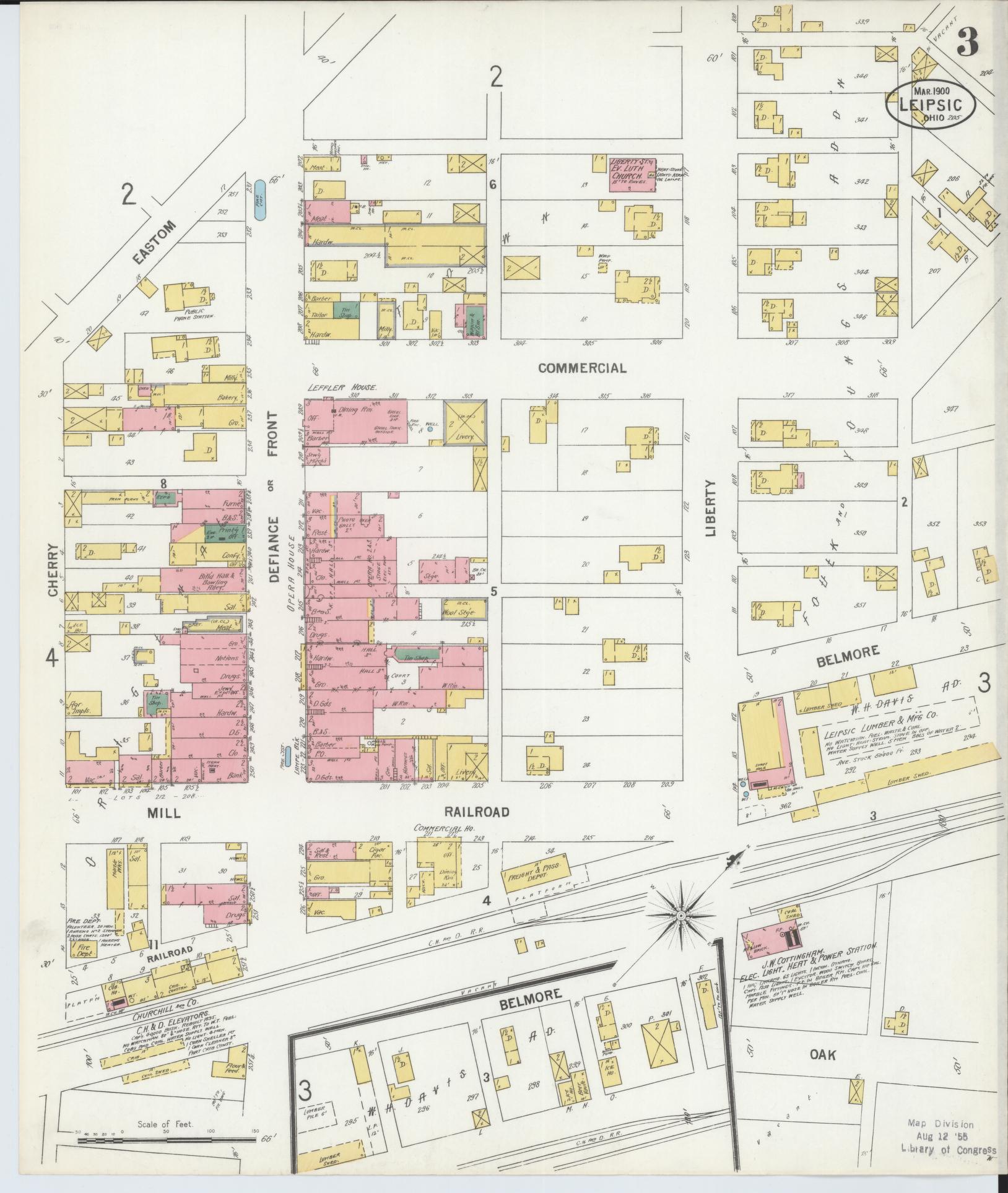 Sanborn Fire Insurance Map from Leipsic, Putnam County, Ohio (1900), Sheet #0003 - Complete Map Set gallery image, historic Sanborn map, vintage wall art, Ohio Ohio