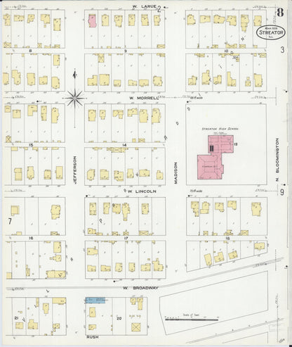 Sanborn Fire Insurance Map from Streator, La Salle County, Illinois (1909), Sheet #0008 - Complete Map Set gallery image, historic Sanborn map, vintage wall art, Illinois Illinois